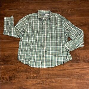 Men’s Old Navy Green Cotton Casual Button Down Shirt Lightweight Plaid, Sz. XL.